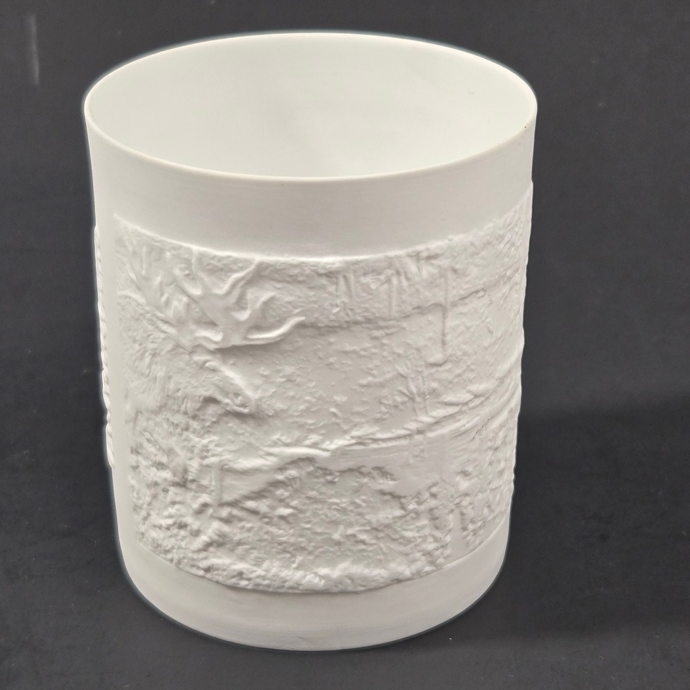 Porsgrund Norway Theodor Kittelsen Moose Bisque Porcelain Lithophane Cup Holder